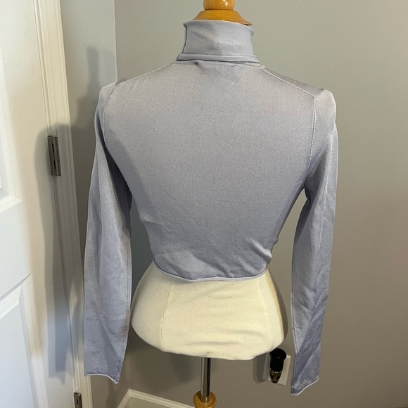 Zara Grey Crop Turtleneck Top Sz L NWT - Picture 2 of 4